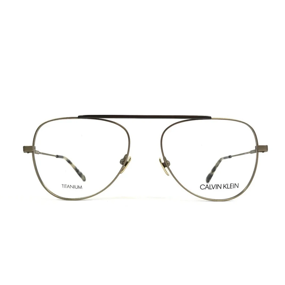 Calvin Klein Eyeglasses Frames CK19152 716 Satin Gold Aviator Titanium 54-17-145
